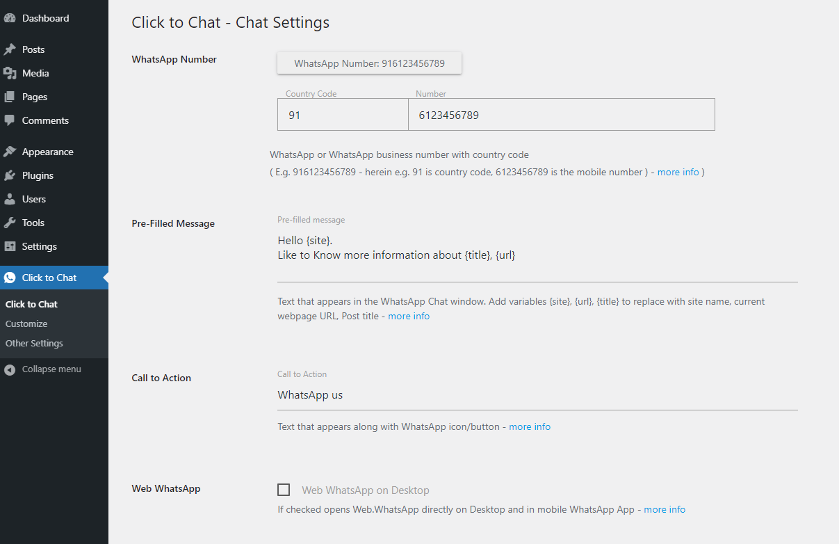 Click to Chat Plugin